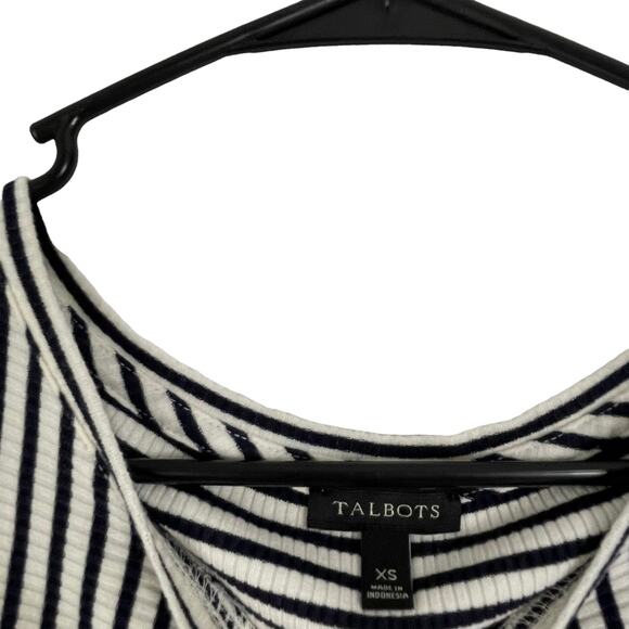 Talbots Size XS Stripe Black & White Blouse - Picture 2 of 6